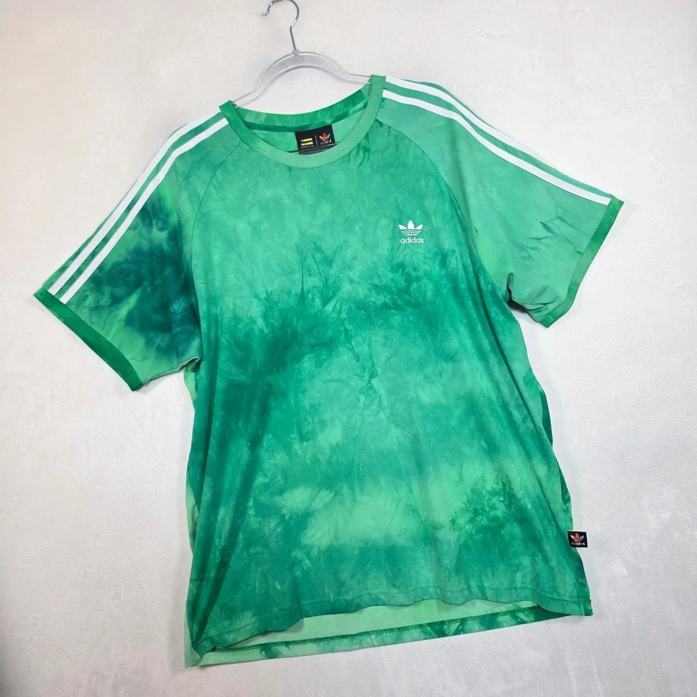 Adidas X Pharrell Williams Hu Holi T Shirt Men's XL Green Tie Dye Trefoil 2018
